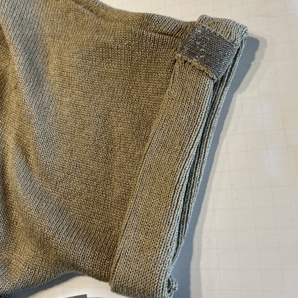 Chicos Womens Beige Linen Blend Knit Sweater Beaded Accent On Sleeve Size 4 XXL - Picture 3 of 6